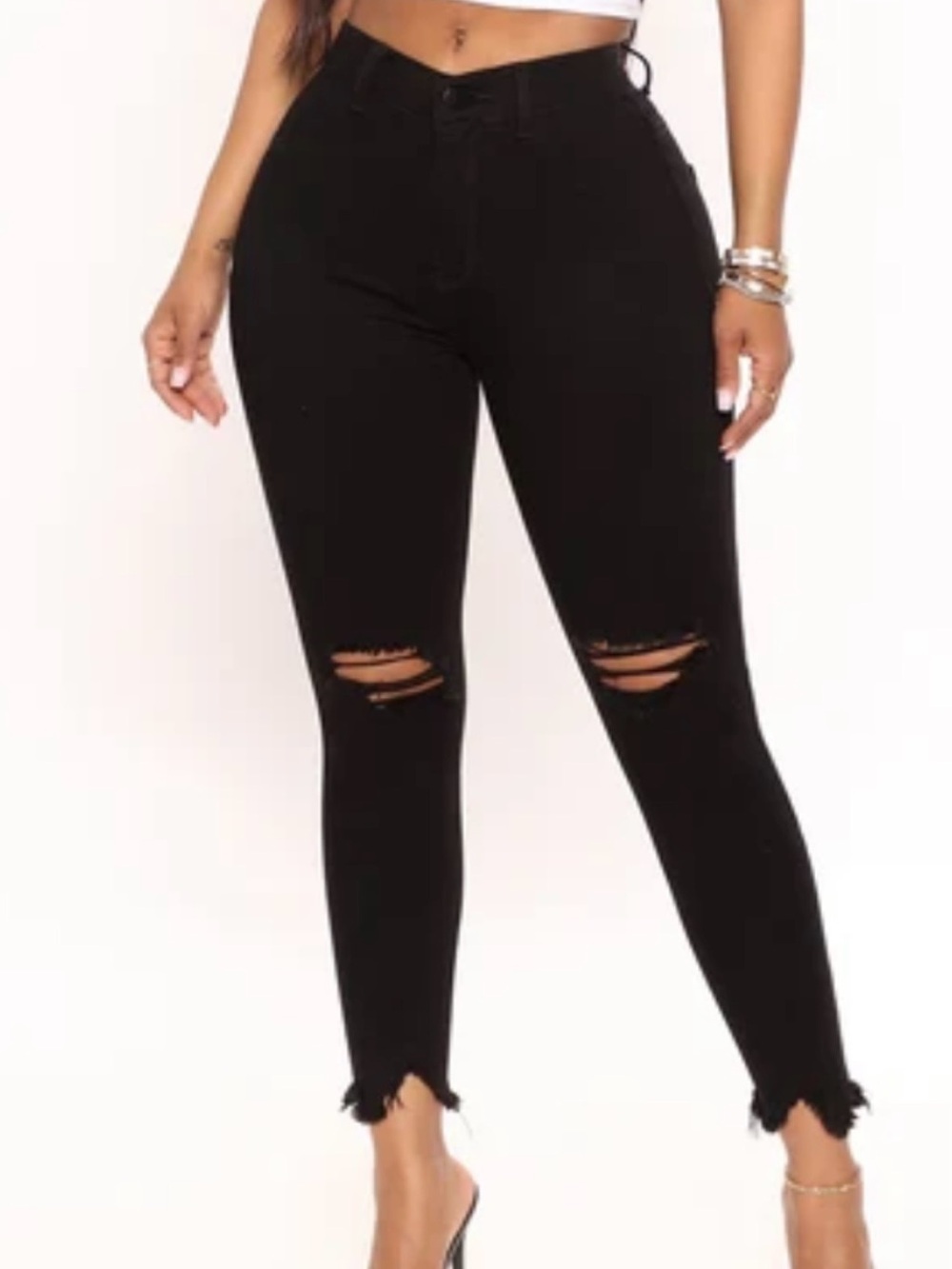 Fashion Nova High-Rise Black Distressed Skinny Jeans - Women